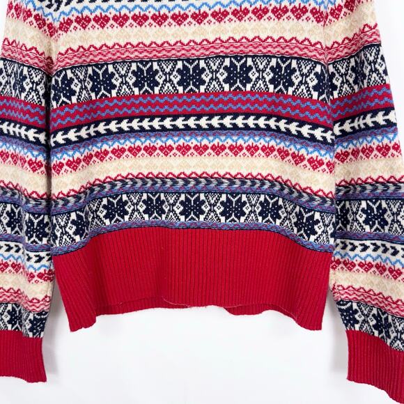 J Crew Women's Button Fair Isle Lambswool Blend Sweater XXL Red Navy - Picture 9 of 12